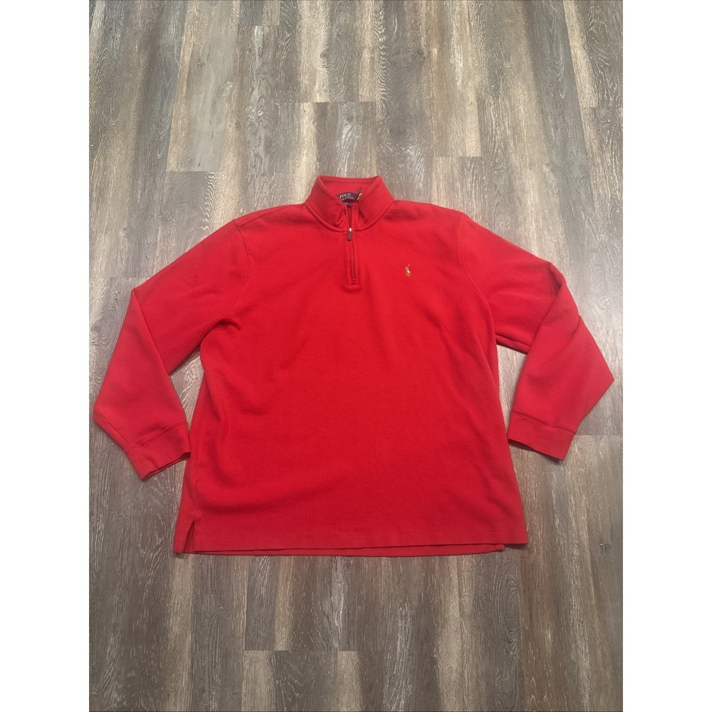 Polo Ralph Lauren Estate Rib 1/4 Zip Pullover Sweater Red Men's XXL Pony Logo